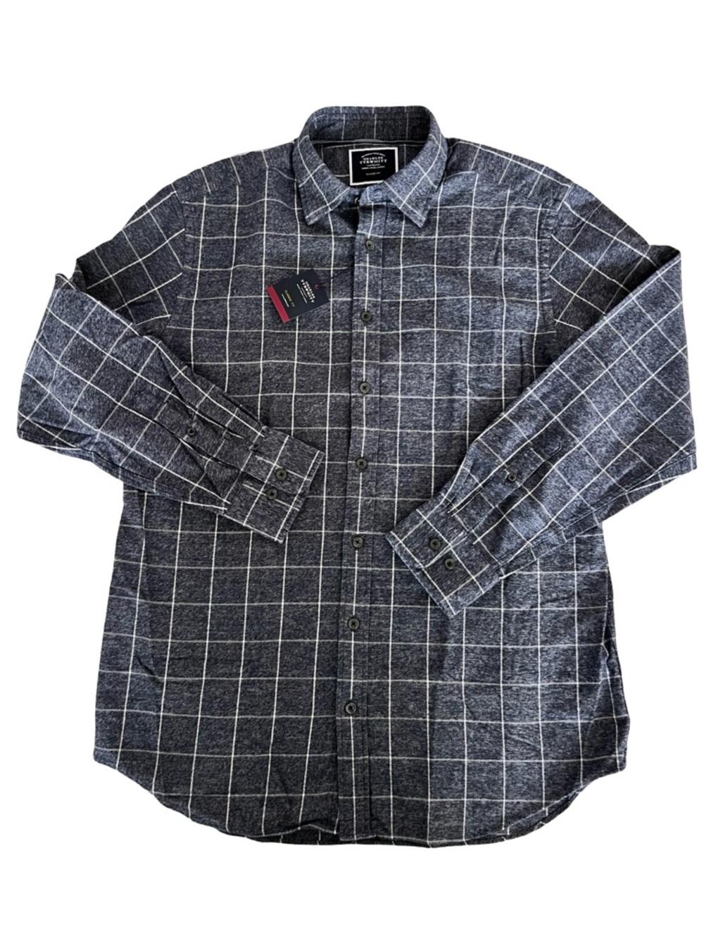 NWT: Charles Tyrwhitt Navy Windowpane Button-Down Shirt Men’s M Classic Fit